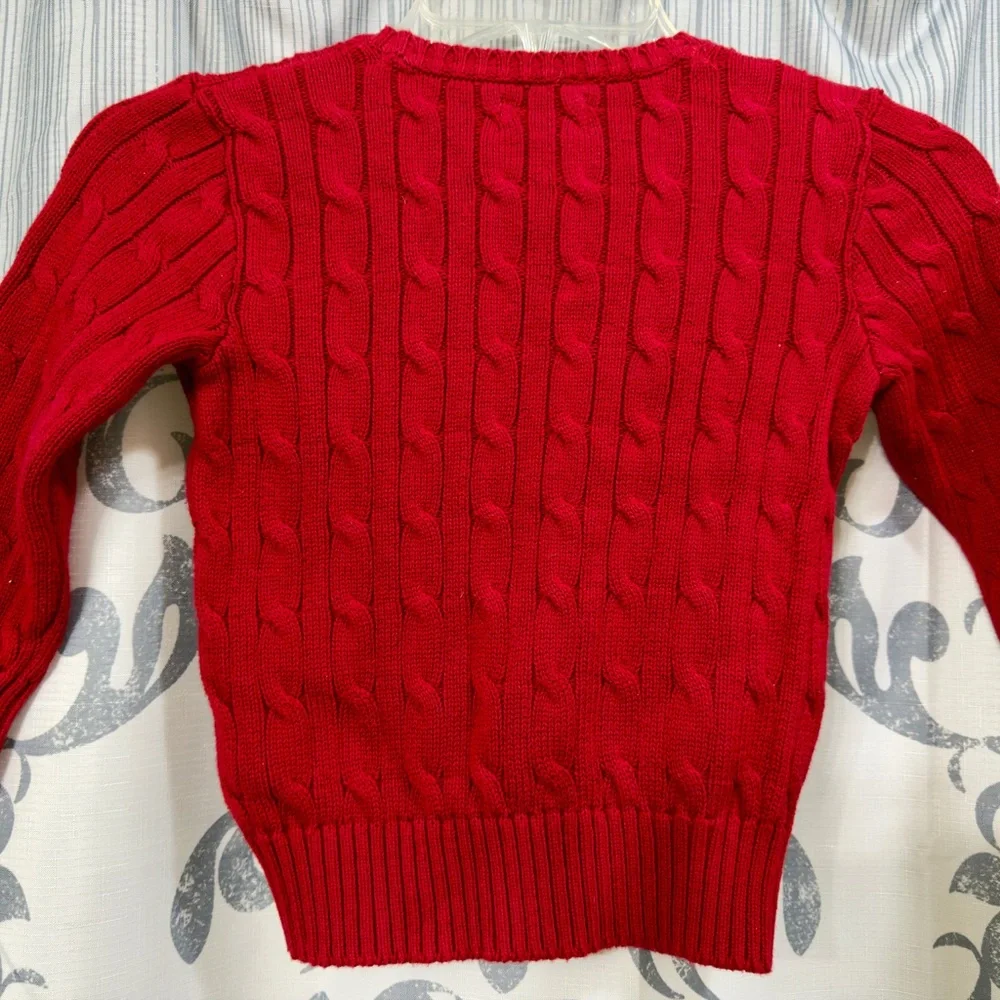 Polo Ralph Lauren Boys Cable Knit Crew Neck Sweater Red‎ Sz 3/3T EUC
